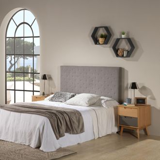 Marckonfort Testiera Rivestita In Tela Malta 150x60 Cm Color Grigio, Imbottita Con Spuma, Rifinita Con Effetto Capitonn&eacute;, 8 Cm Di Spessore, Kit Montaggio Incluso