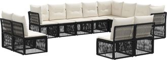 vidaXL Conjunto De Sof&aacute;s De Jard&iacute;n 12 Uds. Negro Rat&aacute;n Sint&eacute;tico Vidaxl