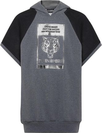 Plein Sport Sleeveless Hoodie Tiger - Heren - Sportshirts - Grijs - S - Katoen - Fitness