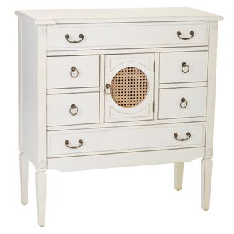 Wanderlust Deco C&oacute;moda De Madera Con Rejilla Blanca 85x38x90