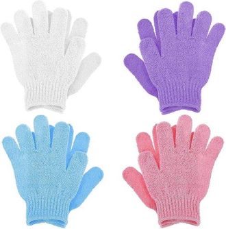 No Brand 4 Pa&ntilde;os Exfoliantes De Doble Textura Para Ducha, Guantes De Ba&ntilde;o Para Exfoliar La Piel Muerta, Pa&ntilde;os De Lufa Natural