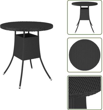 vidaXL The Living Store Tavolo da Giardino Nero 70x70x73 cm in Polyrattan - Tavolo esterno