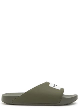 Givenchy Logo Rubber Sliders - Khaki - 45 (IT45 / UK11)