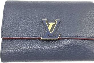 Louis Vuitton Marine Rouge Leather Wallet (Tri-Fold) (Pre-Owned)