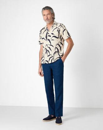 Oliver Sweeney Mens Ravenshead Short Sleeved Shirt in Ivory Cotton - Size X-Large