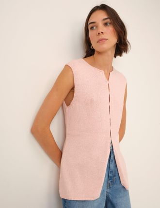 Nobody's Child Pink Long Line Knitted Waistcoat