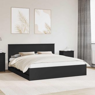 vidaXL Estructura De Cama Negro 180 X 200 Cm Madera Ingenieril Vidaxl