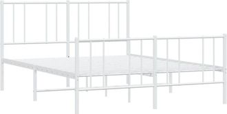 vidaXL Estructura Cama Sin Colch&oacute;n Con Estribo Metal Blanco 140x200 Cm Vidaxl