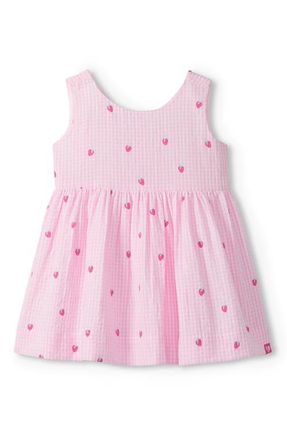 Hatley Kids Teeny Berries Gingham Cotton Seersucker Dress in Pink at Nordstrom, Size 12-18M
