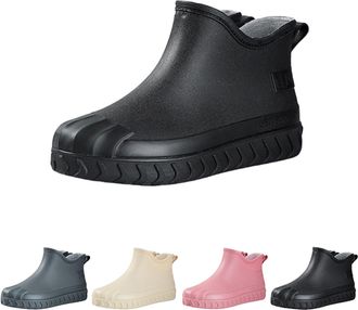 Generic Wellington Womens Rain Boots Waterproof Ankle Boots with Anti-Slip Traction Outdoor Casual Rubber Water Shoes for Boating, Camping, Farming, Outdoor W