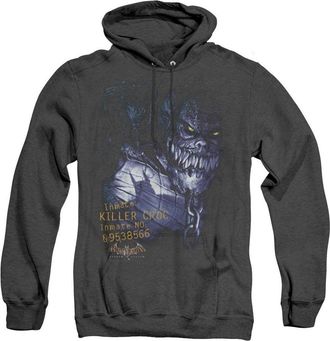 Gildan Batman Arkham Asylum Arkham Killer Croc Adult Heather Hoodie / Hooded Sweatshirt