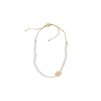 Miu Miu Pearl And Metal Choker, Woman, Gold/cream