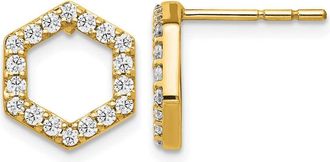 Diamond2Deal 1/2 ct Lab Grown Diamond Hexagon Stud Earrings 14k Gold VS Clarity, D-E Color