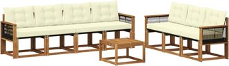vidaXL Conjunto De Sof&aacute;s De Exterior 8 Uds. Natural Y Crema Vidaxl