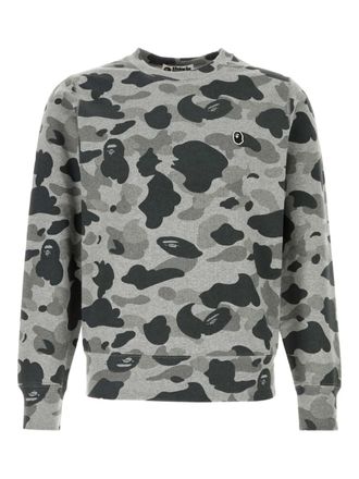 A Bathing Ape Camicia in cotone con applicazione logo - Grigio