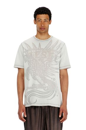 Diesel Jersey T-shirt with embossed graphic - T-Shirts - Man - Grey