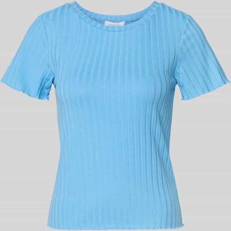 Rich & Royal T-Shirt aus Viskose-Mix in Ripp-Optik in Hellblau, Gr&ouml;&szlig;e XL