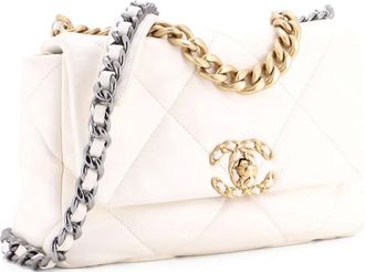 Chanel 19 Flap Bag Quilted Leather Medium crossbody bag - Wit