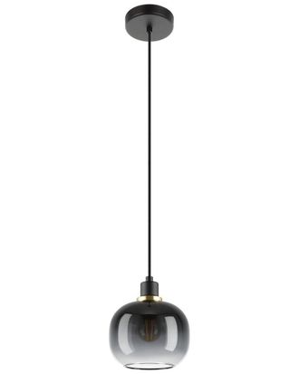 Eglo Oilella 1 Light Pendant with Black Finish & Vaporized Black Glass Shade
