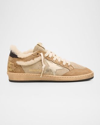 Golden Goose Ball Star Shearling-Lined Suede Low-Top Sneakers