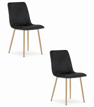 OEM Silla Lava - Terciopelo Negro / Patas Color Madera X 2