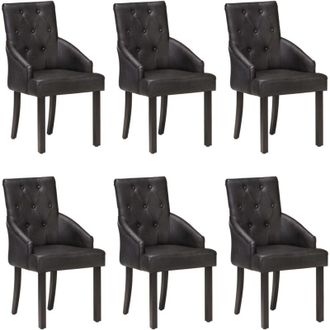 vidaXL Vidaxl - Sillas De Comedor 6 Unidades Cuero De Cabra Aut&eacute;ntico Negro