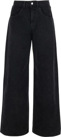 Icon Denim Los Angeles Jeans, Dames, Zwart, W25, Katoen, Poppy Wide-leg Jeans