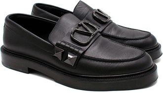 Valentino Garavani Black Rockstud Leather Loafers Size 41