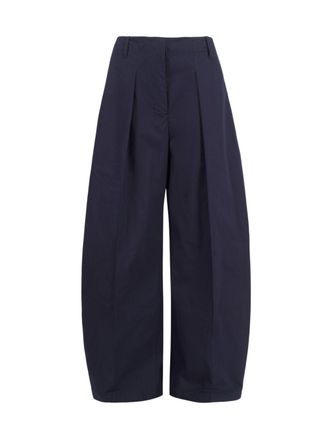 Jacquemus wide been, ovaal gesneden broek in marineblauw