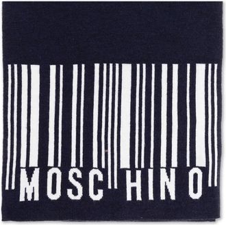 Moschino Sciarpa in lana con logo codice a barre - Nero