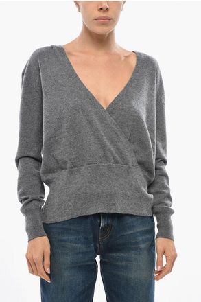 Malo Virgin Wool and Cashmere V-neck Sweater with Hood size 40
