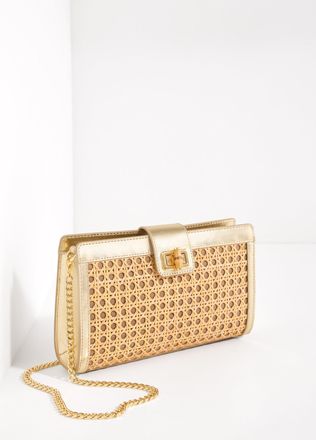 Talbots Metallic Leather Trim Canning Clutch - Natural/Gold - 001 Talbots