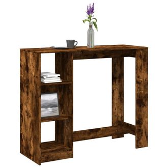 Berkfield Home Bar Table with Shelf Smoked Oak 124x46x103.5 cm Engineered Wood in Brown