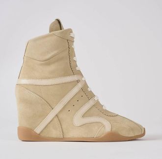 Giuseppe Zanotti Womens Topa 75 Wedge Sneakers In Panna + Stucco Suede