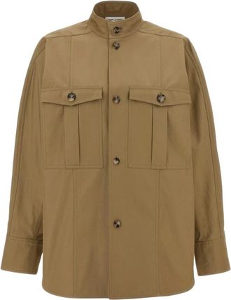 Saint Laurent Saharienne Shirt - Dames - Overhemden - Beige - M - Katoen - Overhemden