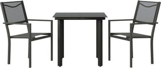 vidaXL Juego De Comedor Para Jard&iacute;n 3 Piezas Acero Y Textilene Negro Vidaxl