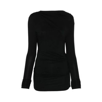 Entire studios Long Sleeve Tops, female, Black, Size: XS Drape Long-Sleeve Top