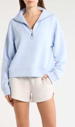 Lord & Taylor Dream Weave Quarter Zip Sweatshirt in Blue Mist at Nordstrom, Size X-Small