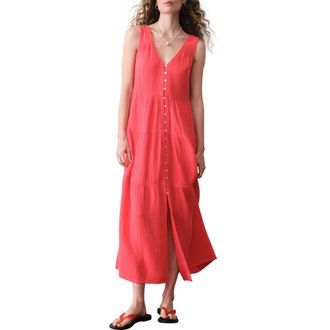 Marine Layer Corinne Sleeveless Organic Cotton Gauze Maxi Dress in Blush at Nordstrom, Size X-Small
