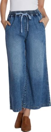 Wash Lab Denim Drawstring Ankle Wide Leg Jeans in Atlantic Blue at Nordstrom, Size X-Large