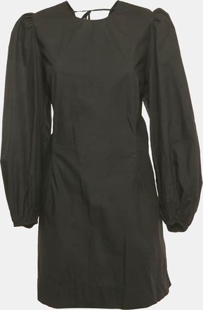 Ganni Ganni Black Poplin Back Open Mini Dress
