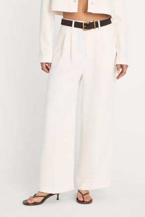Good American Womens Luxe Suiting High-Rise Cropped Wide Leg Trouser | Soft Shell, Size 18 Plus | Good American by Khlo&Egrave; Kardashian