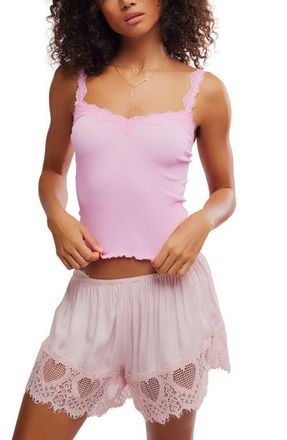 Free People Spring Fever Rib Lace Trim Camisole in Neon Gumdrops at Nordstrom, Size X-Small