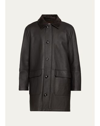 Kiton Mens Shearling Mid-Length Car Coat