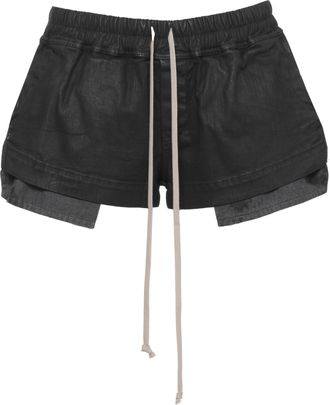 Rick Owens Layered Black Drawstring Shorts