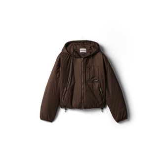 Miu Miu Cropped Ripstop Down Jacket, Woman, Cocoa Brown, Size 40