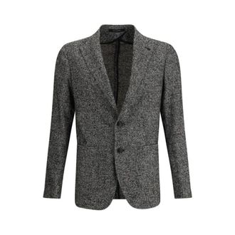 Tagliatore Blazers, male, Gray, Size: M Elegant Wool Blazer with Classic Lapel and Textured Weave