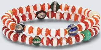 Ileana Makri Set of 2 18kt gold and sterling silver beaded bracelets with gemstones
