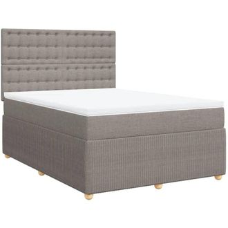 vidaXL Cama Box Spring Con Colch&oacute;n Tela Gris Taupe 140x190 Cm Vidaxl