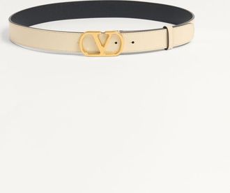 Valentino Garavani Cintura VLogo Signature In Vitello Lucido 30 Mm Donna BURRO 065